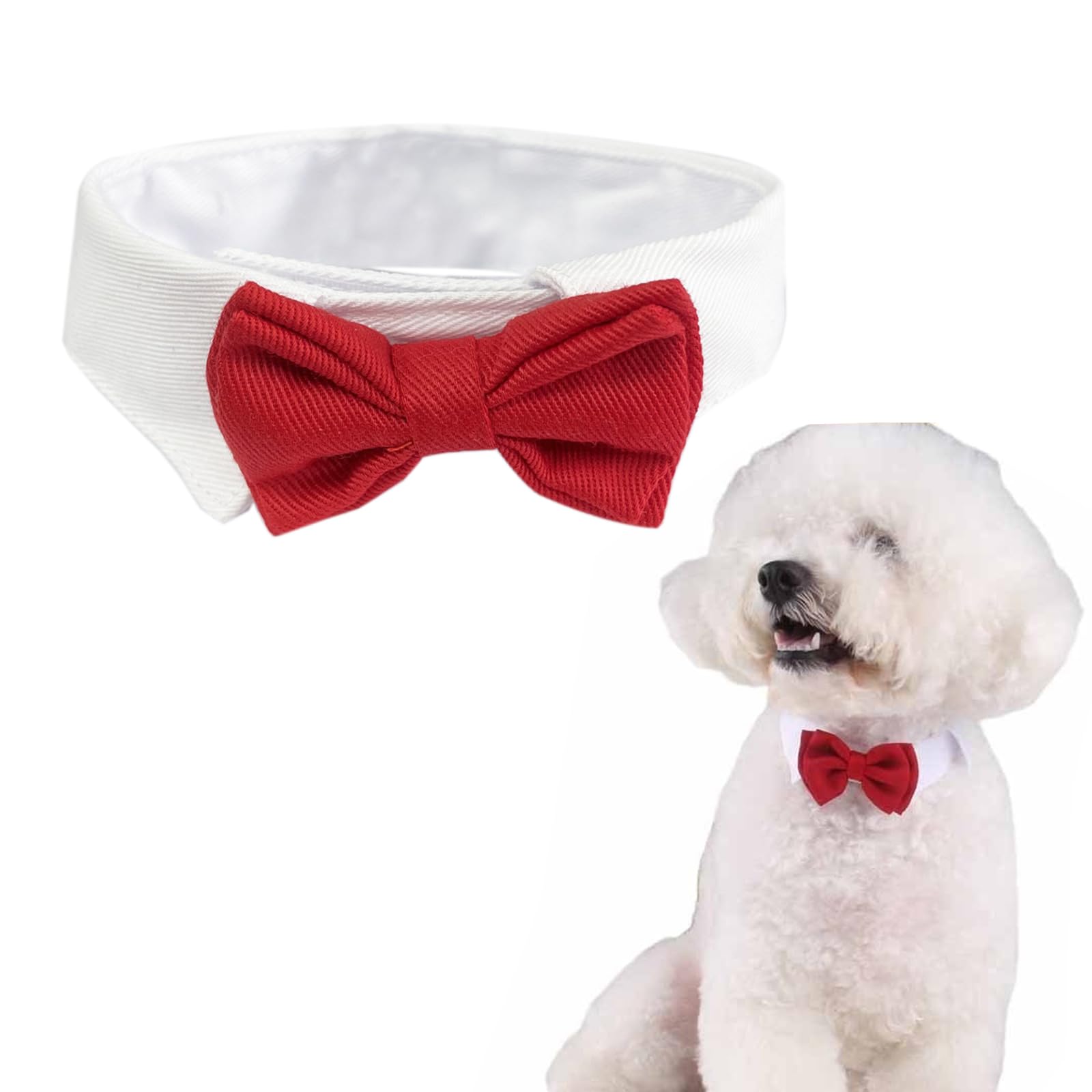 SUNTRADE Adjustable Formal Pet Bowtie Collar Neck Tie for Dogs and Cats Wedding Grooming Costumes (S, Red)