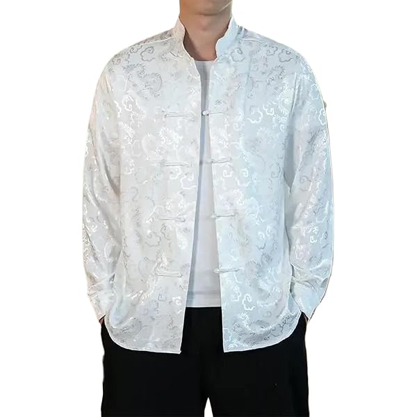 Camisas De Seda Con Cuello Mandarín De Satén Para