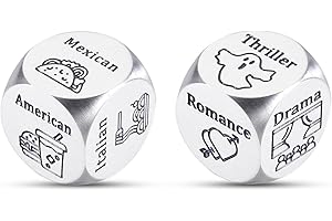TI-EDC Funny Date Night Dice Set Anniversary Wedding Gifts for Him Her Valentines Engagement Christmas Bride Shower Gifts for Boyfriend Girlfriend Dinner Movie Decider Dice for Couple Foodie Steel Dice Ideas