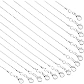 PAXCOO 30 Pack Necklace Chain Silver Plated Necklace Snake Chains Bulk for Jewelry Making, 1.2 mm (18 Inches)