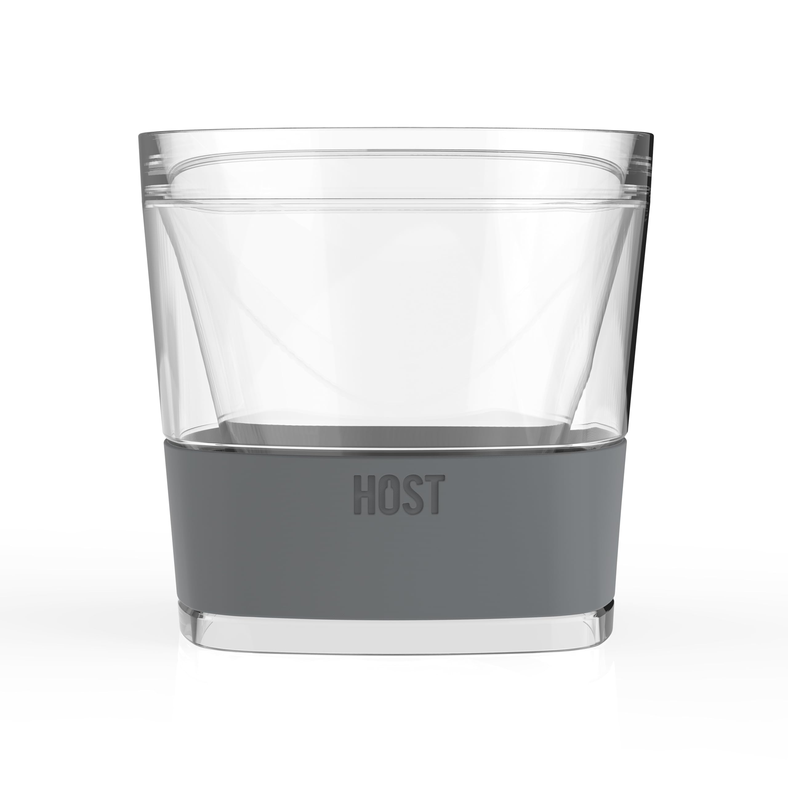 Host Whiskey Freeze Glasses, Double Old Fashioned Glasses, Chill Without Dilution for Brandy, Vodka, Gin, Rum, and Cold Brew Cocktails, Bourbon Gifts for Men, Home Bar, 9 oz, Set of 2, Grey