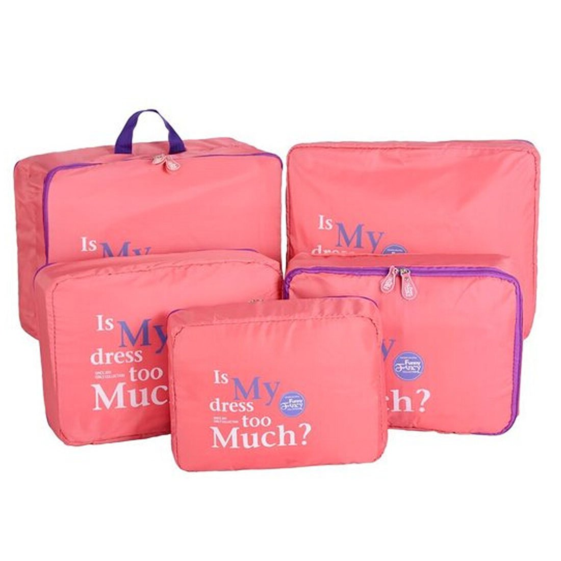 LerBen® 5pcs Travel Essential Bag-in-Bag Travel Luggage Organizer Storage Handle Bag Pouch Set Red