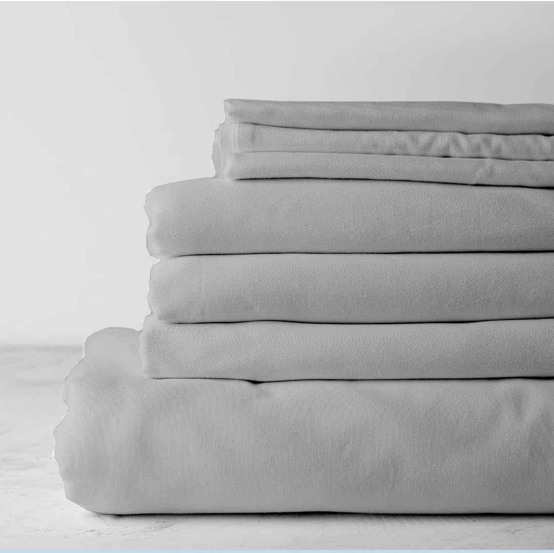 Kotton Culture 800 THREAD COUNT EGYPTIAN COTTON King Size 4-piece Sheet Set With 48 cm Extra Deep Pocket Luxurious Thick Cotton Bed Sheet All Season Bedding - Silver — image 1