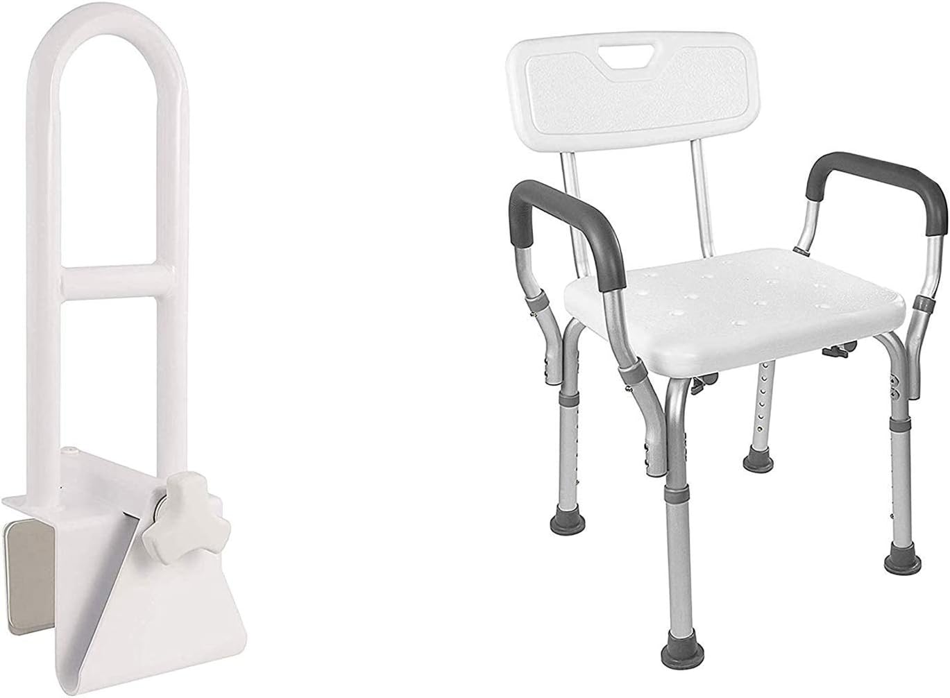 Vaunn Medical Bathtub Safety Rail Grab Bar and Shower Chair with Arms and Back Bundle: Health & Personal Care