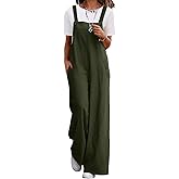 YESNO Women's Casual Corduroy Overalls Adjustable Straps Baggy Pants Wide Leg Jumpsuits with Pockets PC2
