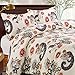 KINA LINEN 3 Piece Floral Duvet Cover Set, Luxury Soft Brushed Microfiber Fabric, Full Queen Size, Cream Color