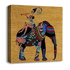 Canvas Wall Art African Culture Pattern Painting Artwork for Home Prints Framed - 12x12 inches