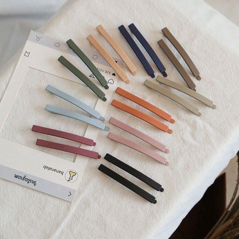 Photo 1 of 10 PCS Hair Barrettes for Women, French Style Hair Clips, Ten Color Metal Matte Hair Clips