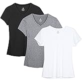 icyzone Workout Shirts Yoga Tops Activewear V-Neck T-Shirts for Women Running Fitness Sports Short Sleeve Tees