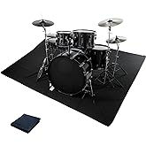 Qintan Drum Rug, Non-Slip 47 x 63 Inch Mat for Electronic Drums, Black | Crystal Fleece surface, 0.2 IN thick, Reinforced wrapped edge, Includes one rug