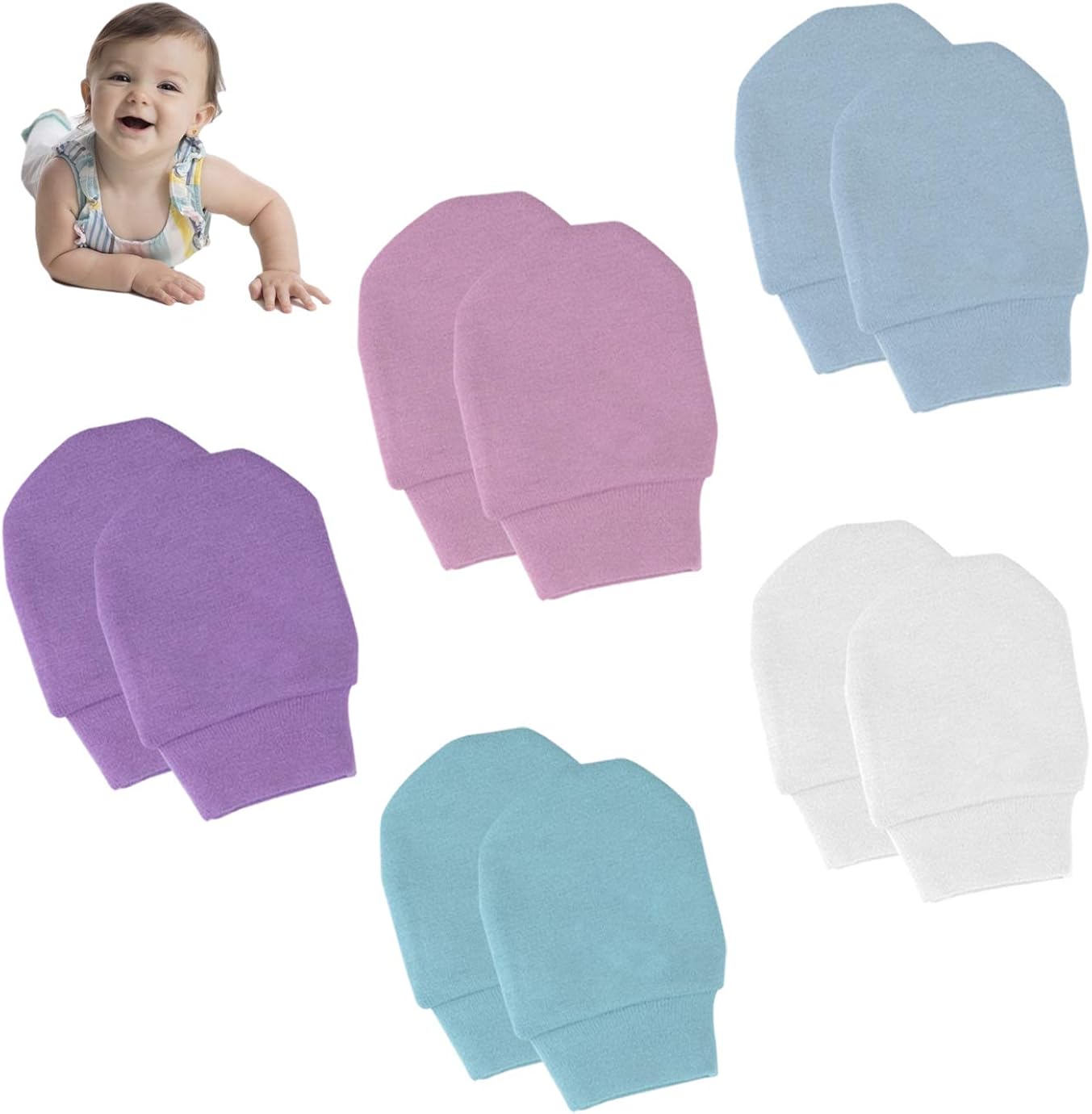 QUACOWW 10 Pairs Newborn Baby Anti Scratch Mittens Baby Mittens Soft