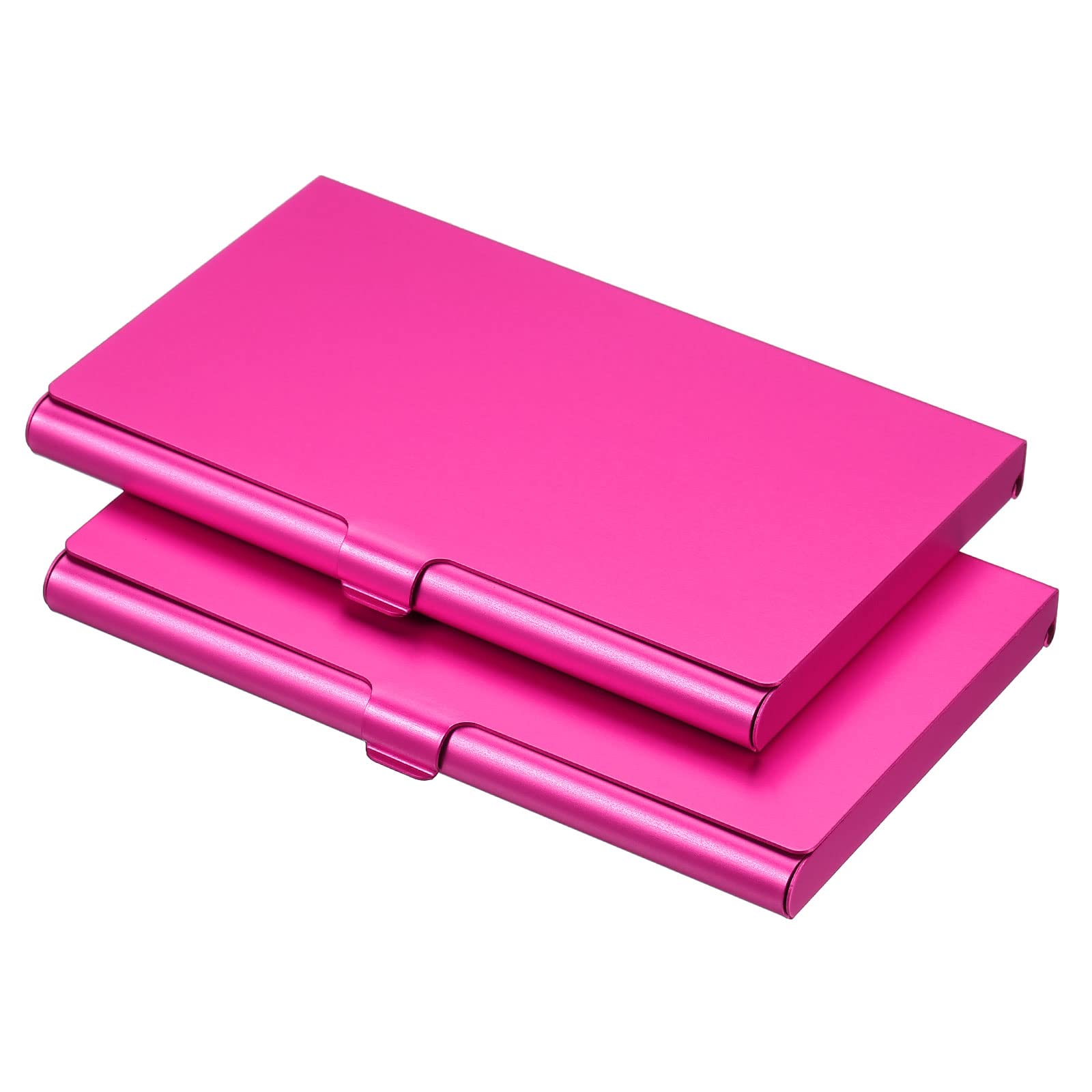 PATIKIL Business Card Holder, 2 Pieces Aluminum Alloy Flip Cover Slim Name Cards Case for Women Men, Rose Red — image 1