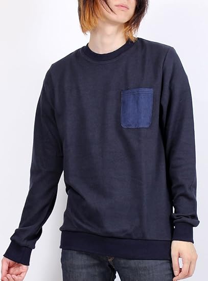 Amazon デニム ポケット 切替 デザイン 裏起毛 スウェット トレーナー メンズ 男性 ユニセックス トレーナー パーカー 通販