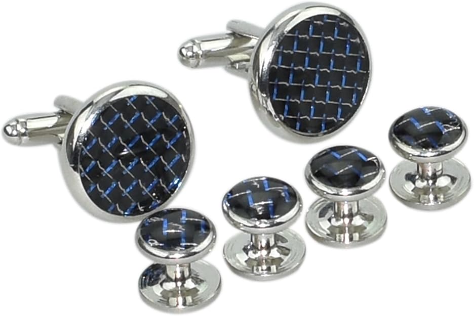 Argositment Fashion Black Cufflinks and Studs Set for Men with Packing