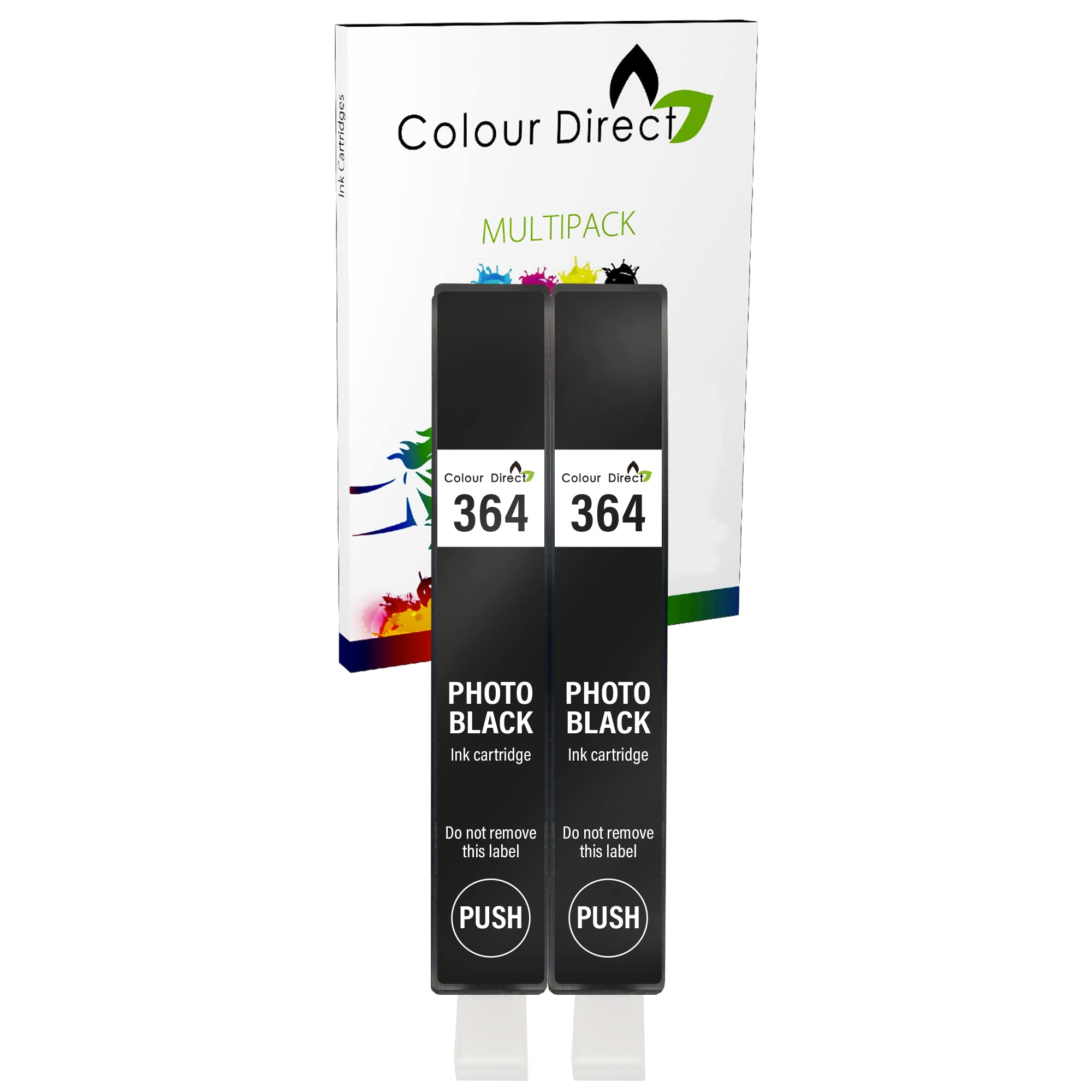 Colour Direct 364 SMALL BLACK Ink Cartridge for HP Photosmart 7510, 7520, B8550, B8553, C5380, C5383, C5390, C6300, C6380, D5460, D5463, D5468, D7560 - x 2