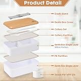 Sinnsally 1400ML Bento Box Lunch Container Stackable Leak-Proof Japanese Style view 3