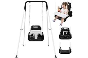 TOREVSIOR Upgraded Toddler Swing with Tray, Baby Swing Outdoor with Detachable Design, Safety Belt, Foldable Frame for Outdoor & Indoor Use