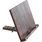 GZQWDC Wooden Book Stand Holder Adjustable,Portable Desktop Organizer for Cookbooks/Tablets,Hands Free Reading Rest with Ergonomic Design, Fits Books & iPads