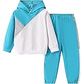 Afsmlys Boys Clothes 2pcs Tween Boy Color Block Hoodie + Pants Little Boys Fall Winter Outfits Set, 4-12 Years