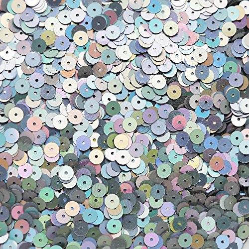 6mm Flat Round Sequins ~ Super Silver Lazersheen Reflective ~ Loose paillettes for embroidery, bridal, applique, arts, crafts, and embellishment. Made in USA.
