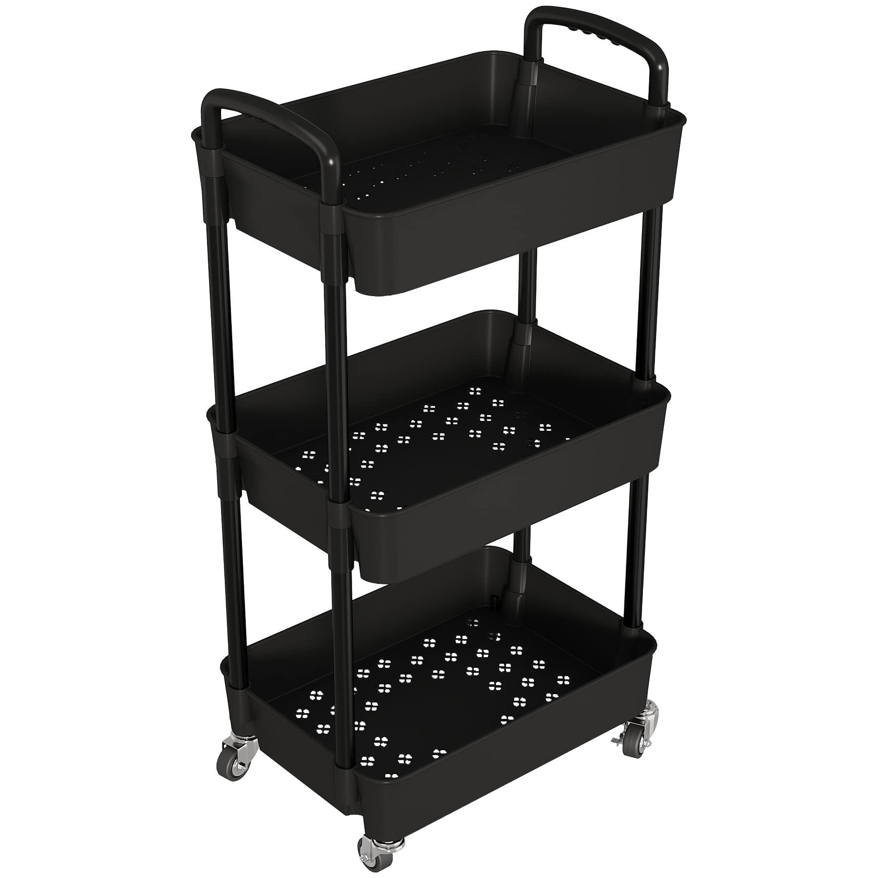 UDEAR 3-Tier Rolling Utility Cart - Storage Organizer With Labels & Lockable Wheels