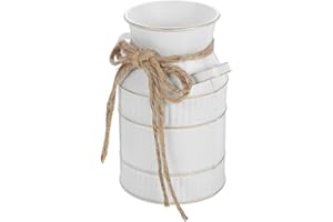 GAROZATION Vintage Metal Flower Vase Milk Pitcher with Handle, Retro Decorative Iron Flower Jug for Farmhouse