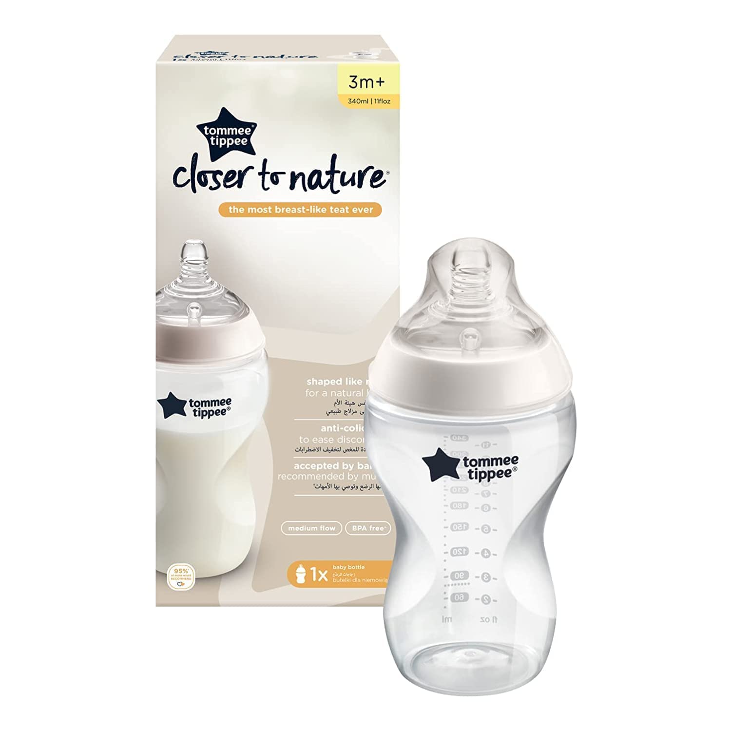 Tommee Tippee Closer to Nature Clear Bottle, 340 ml