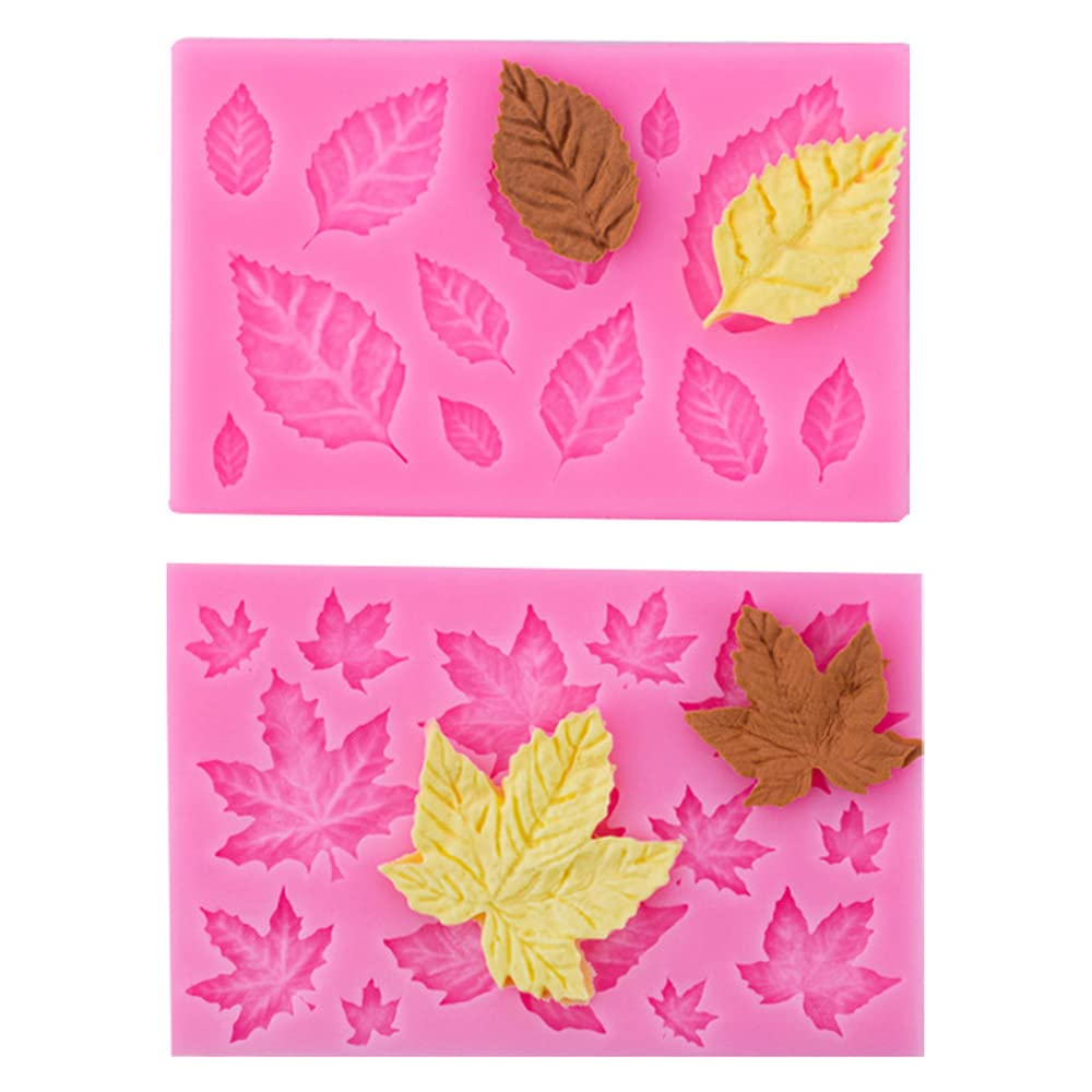 2Pcs Silicone Leaf Moulds - Various Themes for Fondant Cake Decoration or Lollipop Chocolate Decoration