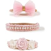 BFNAAgirl New Model Baby Girl Nylon Headbands Nylon Flower Elastic Hairbands 3pcs Hair Accessories Gift for Newborn Infant Toddlers (BF-XKFD001)