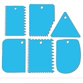 CEWIFO Cake Scraper, 6 Pcs Cake Smoother Scraper, Dough Scraper Blue | Cake Scraper Smoother, Cake Smoother, Plastic Sawtooth Comb Cake Edge DIY Tool-14 Design Textures for Mousse Butter Cream
