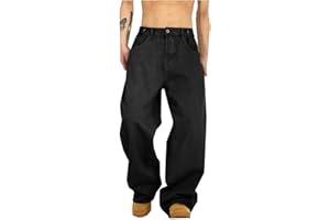 Men's Baggy Jeans Wide Leg Loose Fit Denim Pants Streetwear Hip Hop Cargo Joggers Straight Leg Trousers with Pockets