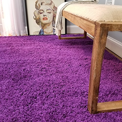 Shag Area Rug 5x7 Plain Solid Purple Shag Rugs for Living Room Bedroom Nursery Kids College