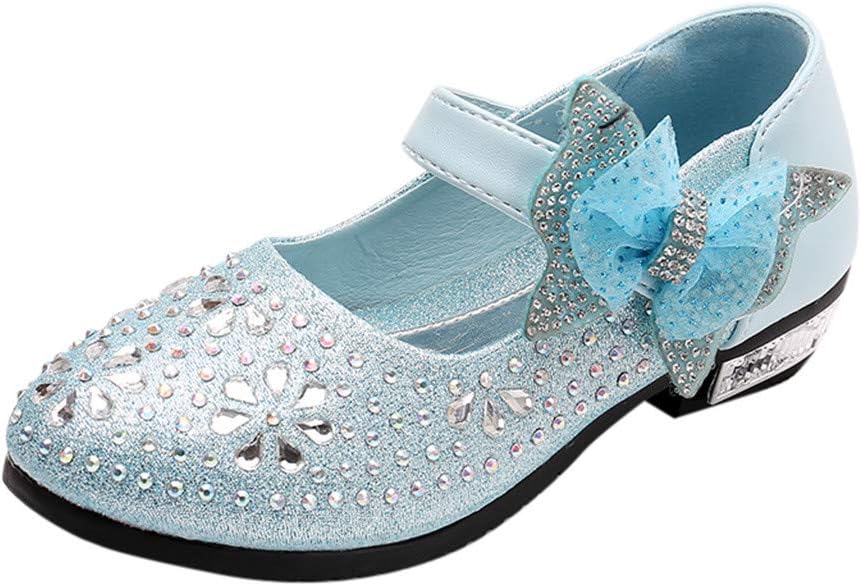 Girls Princess Cosplay Party Shoes Glitter Mary Jane Dress Shoes Low Heeled Party Shoes Sandals Toddler Kids Baby Girls Crystal Bling Sequins by LILICAT