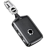 ontto Leather Key Fob Cover with Keychain Stylish Key Case Full Protection Fit for Volvo XC90 S90 XC60 2018 2019 Black