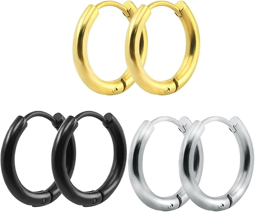 316L Surgical Stainless Steel Hoop Earrings Mens Womens Small Huggie Hoop Earrings(3