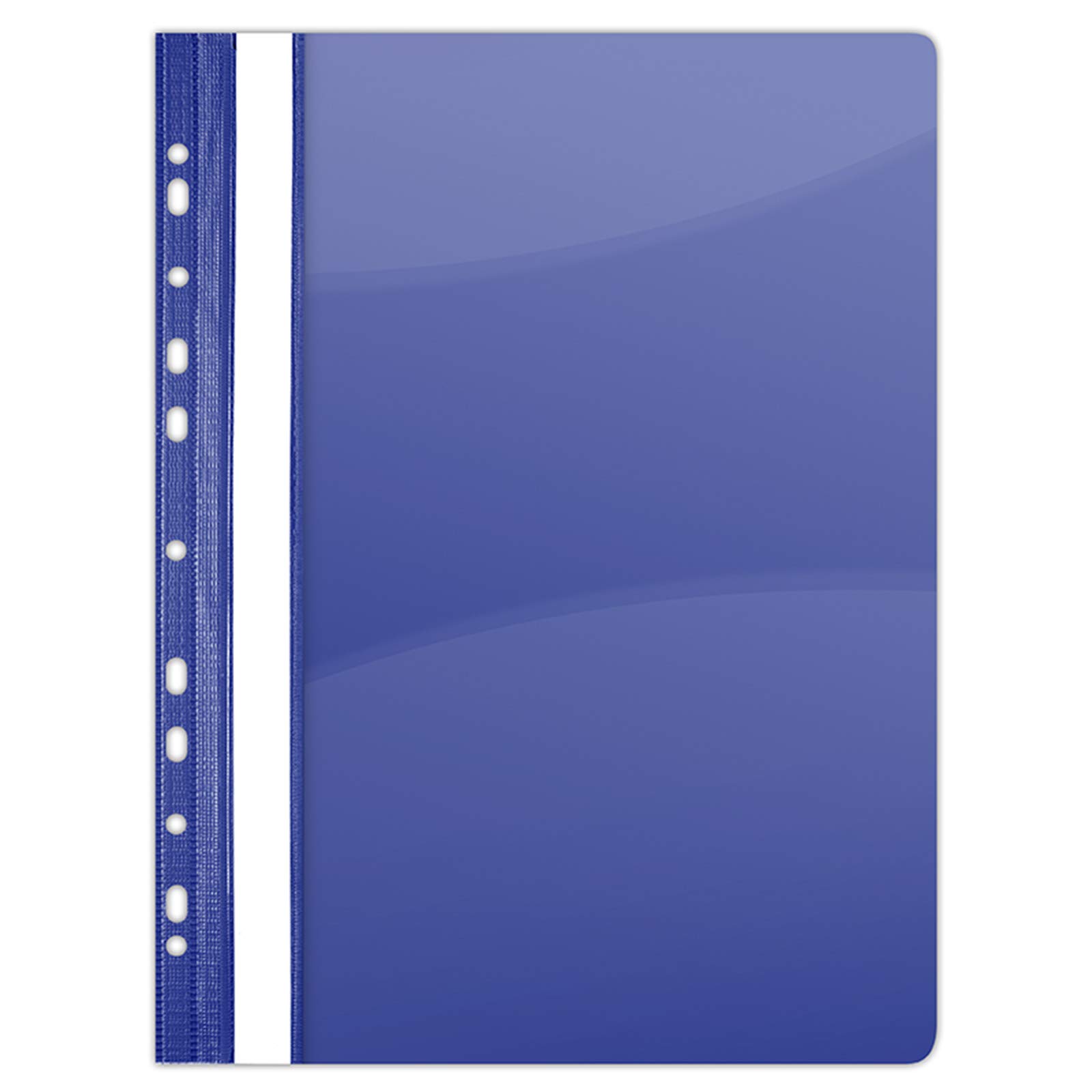 DONAU 1704001PL-18 Plastic File Folder Perforated A4 Night Blue Plastic Durable PVC Hard Crystal Clear Cover Sheet Clamp Folder for Office and School Euro Perforation Pack of 10