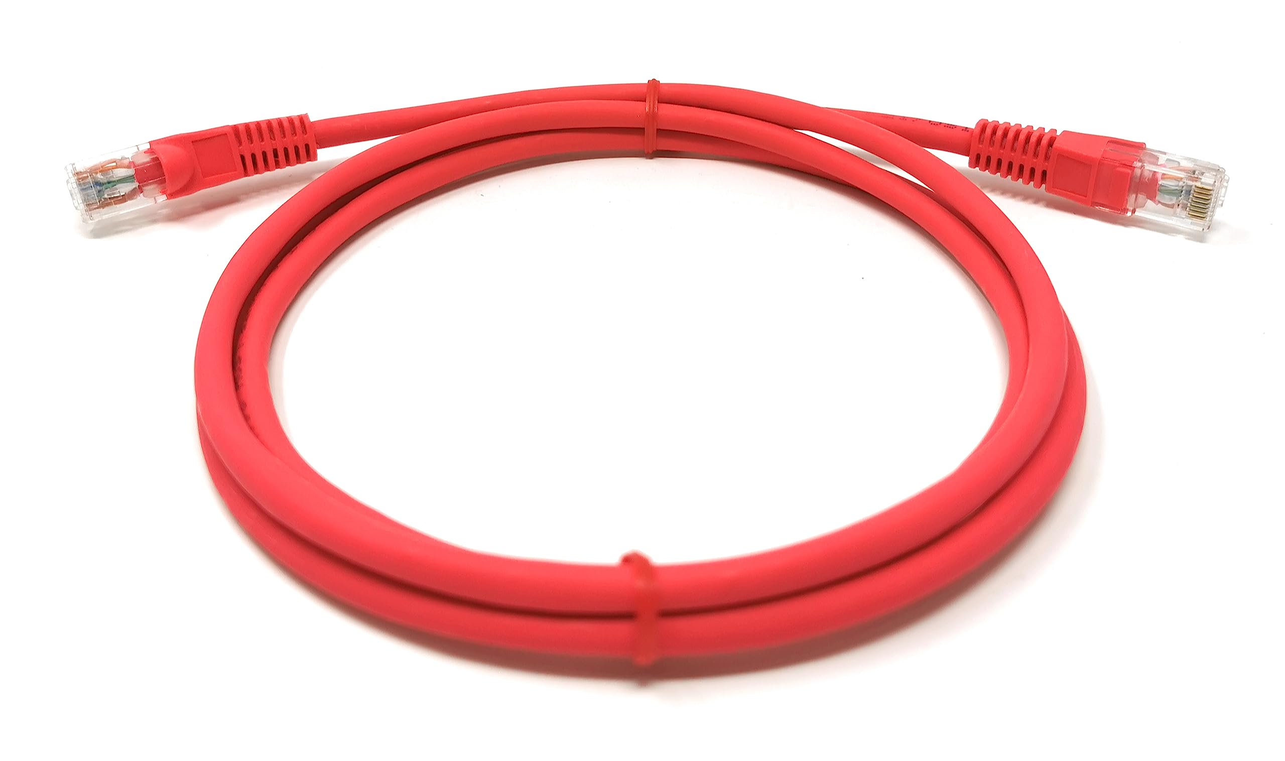 Cat6 RJ45 (UTP) Connector Ethernet Cable, LSZH Snagless Patch 24AWG Bare Copper Cores Lead for Internet, Data Transfer, Router, Modem, CCTV, Smart TV, PC, Laptop (1.5m, Red)