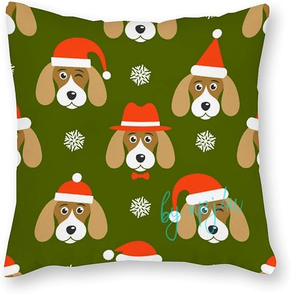 NoBrands Pattern with Dogs with Santa Hats Pillow Covers 18