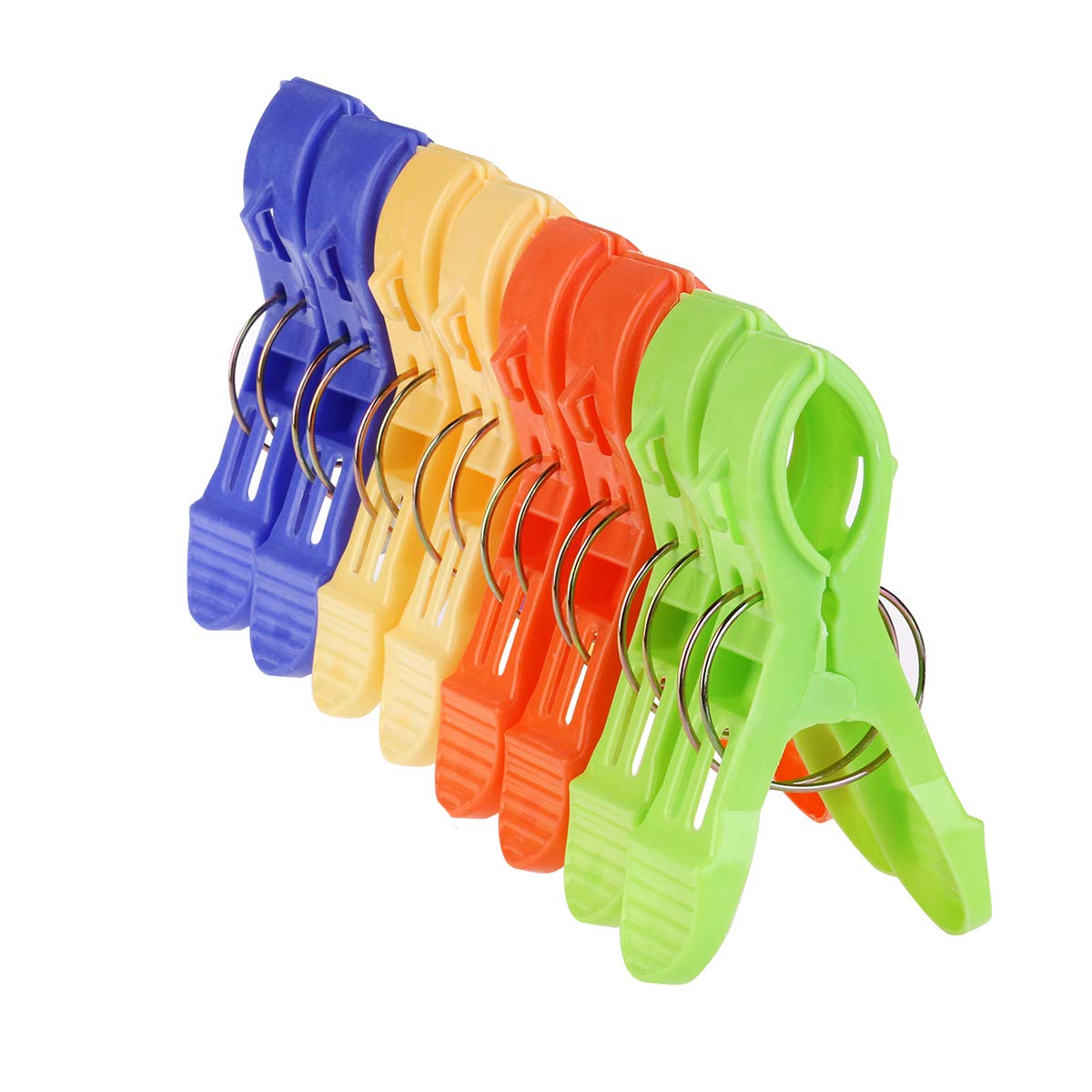 NUOLUX Beach Towel Clips 4 Pack Plastic Quilt Clips 5.1 Inch Bright Colour Clips for Securing Towels on Sunbeds and Chairs