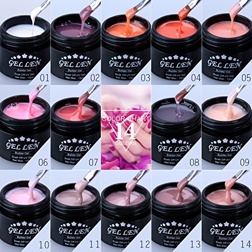 Gellen New Soak Off UV Builder Gel, (15ml, 14 pieces) - 14 Colors in 1 Series Gellen New Soak Off UV Builder Gel, (15ml, 14 pieces) - 14 Colors in 1 Series