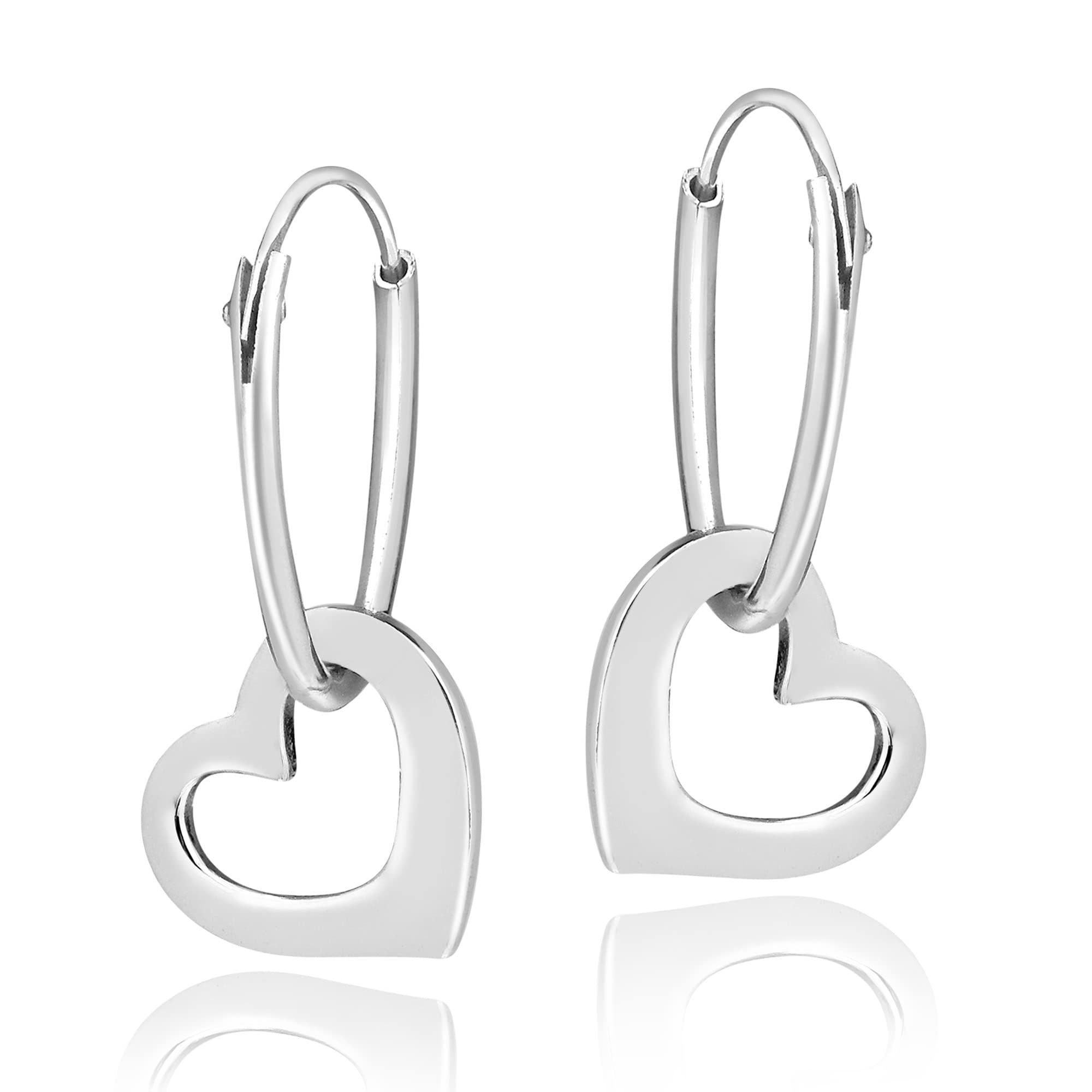 Sweet Love Dangle Heart .925 Sterling Silver Hoop Earrings | Sterling Silver Hoop Earring for women | Hoop Earrings | Hoop Earrings