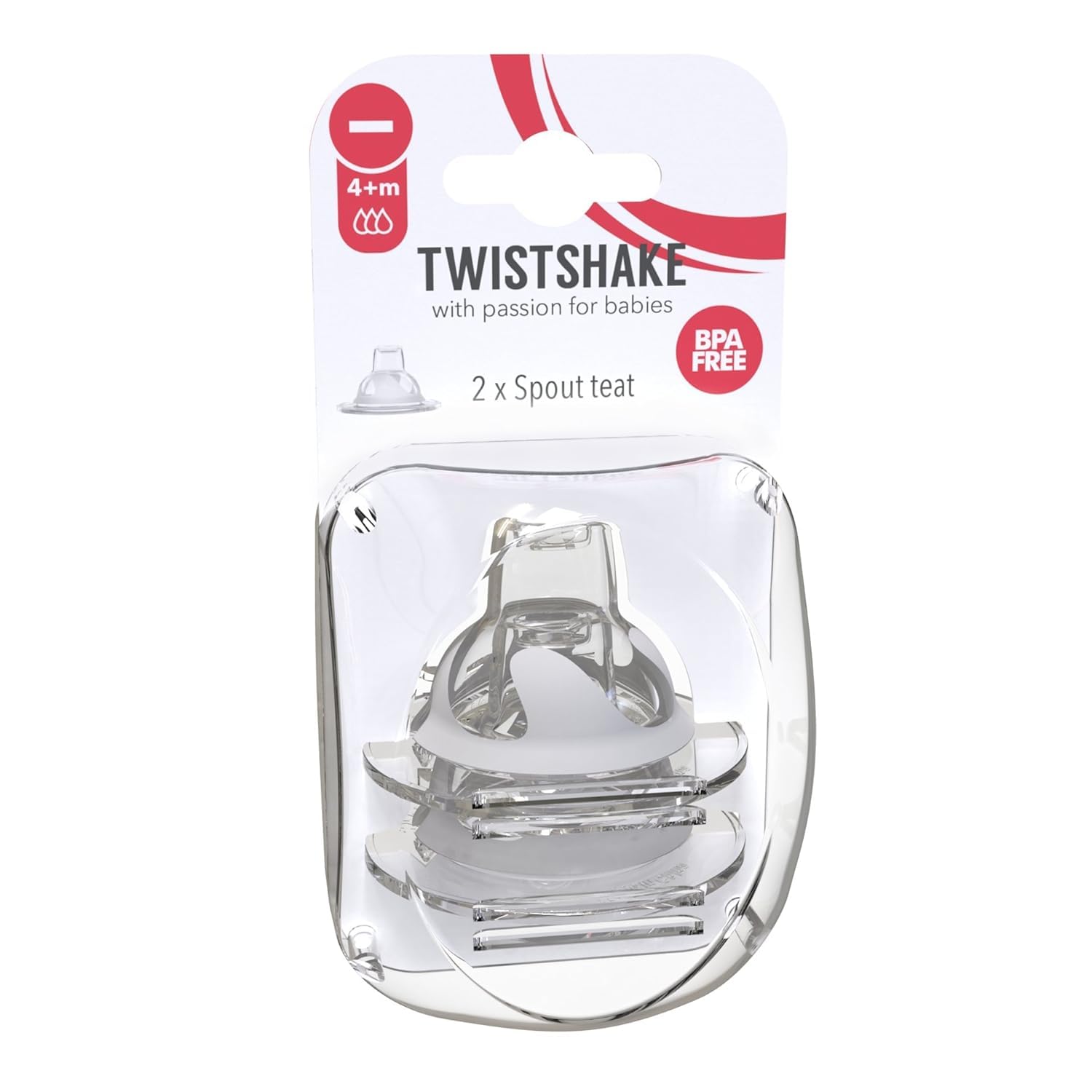Twistshake 2X Spout Baby Infant Teat, 4+ Months, Transparent