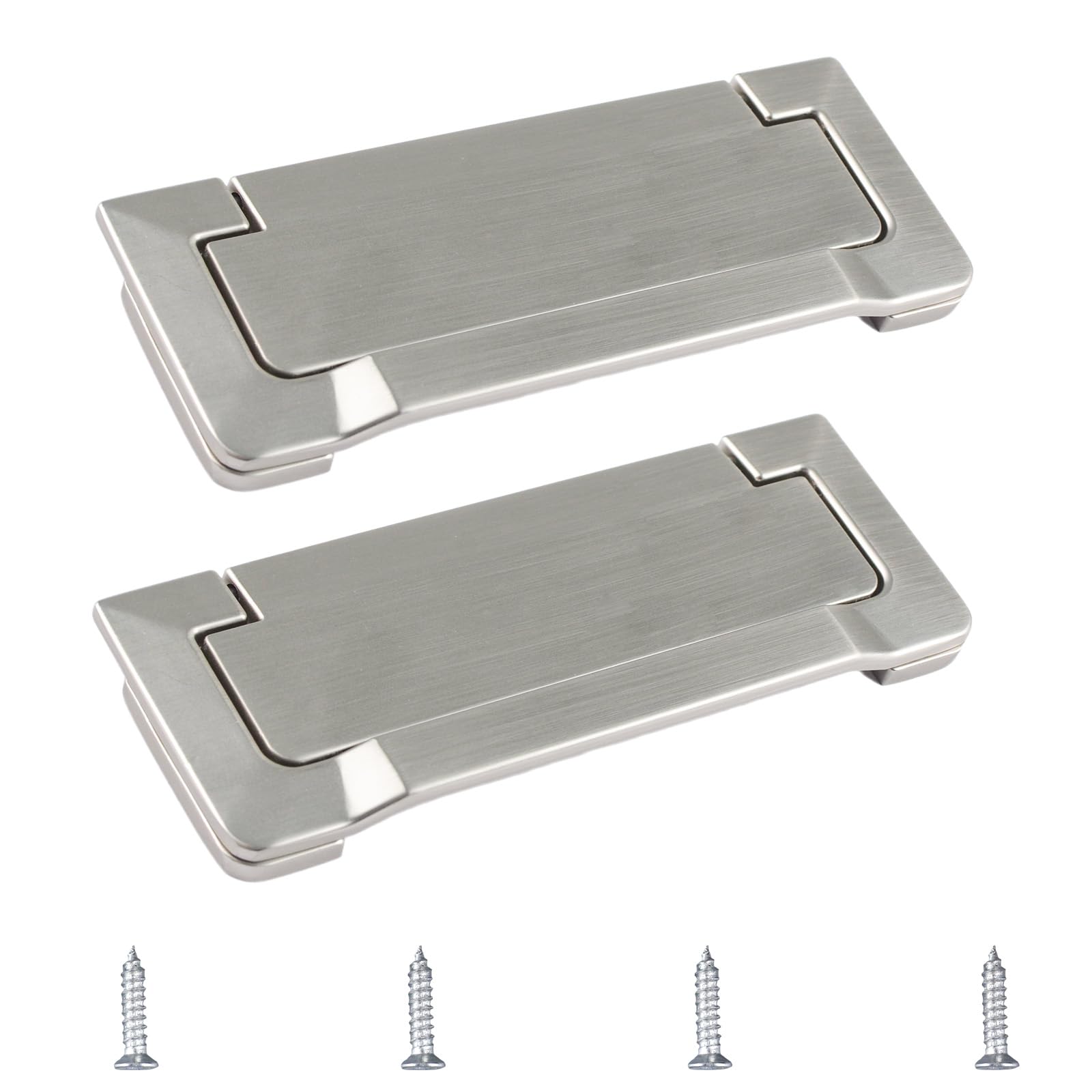 Photo 1 of MOROBOR 2Pcs Nickel Pocket Doors Drawer Handle Flush Ring Pull, Hidden Furniture Handles with Screws Concealed Zinc Alloy Knobs for Cabinets Closets Drawers/96mm