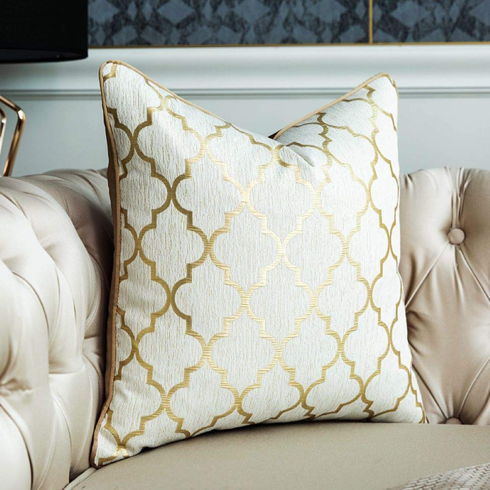 Gold Cushion Cover Decorative Square Unique Gold Pillow Cases Home Decor for Sofa Outdoor Bedroom living room Terrace Chair With Invisible Zipper 45 x 45 cm 18 x 18 Inch (cream)