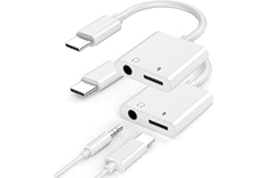DESOFICON iPhone 15 Headphone Adapter,[MFi Certified] 2 Pack USB C to 3.5mm Headphone + Charger Adapter Type C to Aux Jack Dongle Cable with Fast Charging for iPhone 15/Pro Max/Plus, Galaxy, iPad Pro