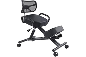 Ejoyous Kneeling Chair, Pneumatic Posture Correcting Knee Stool with Cushion Height Adjustable Rolling Orthopaedic Desk Stool for Banking Meeting Room Office Home Reception