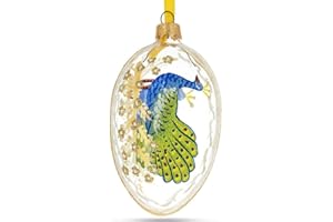 BESTPYSANKY 1908 Peacock Imperial Glass Egg Ornament 4 Inches