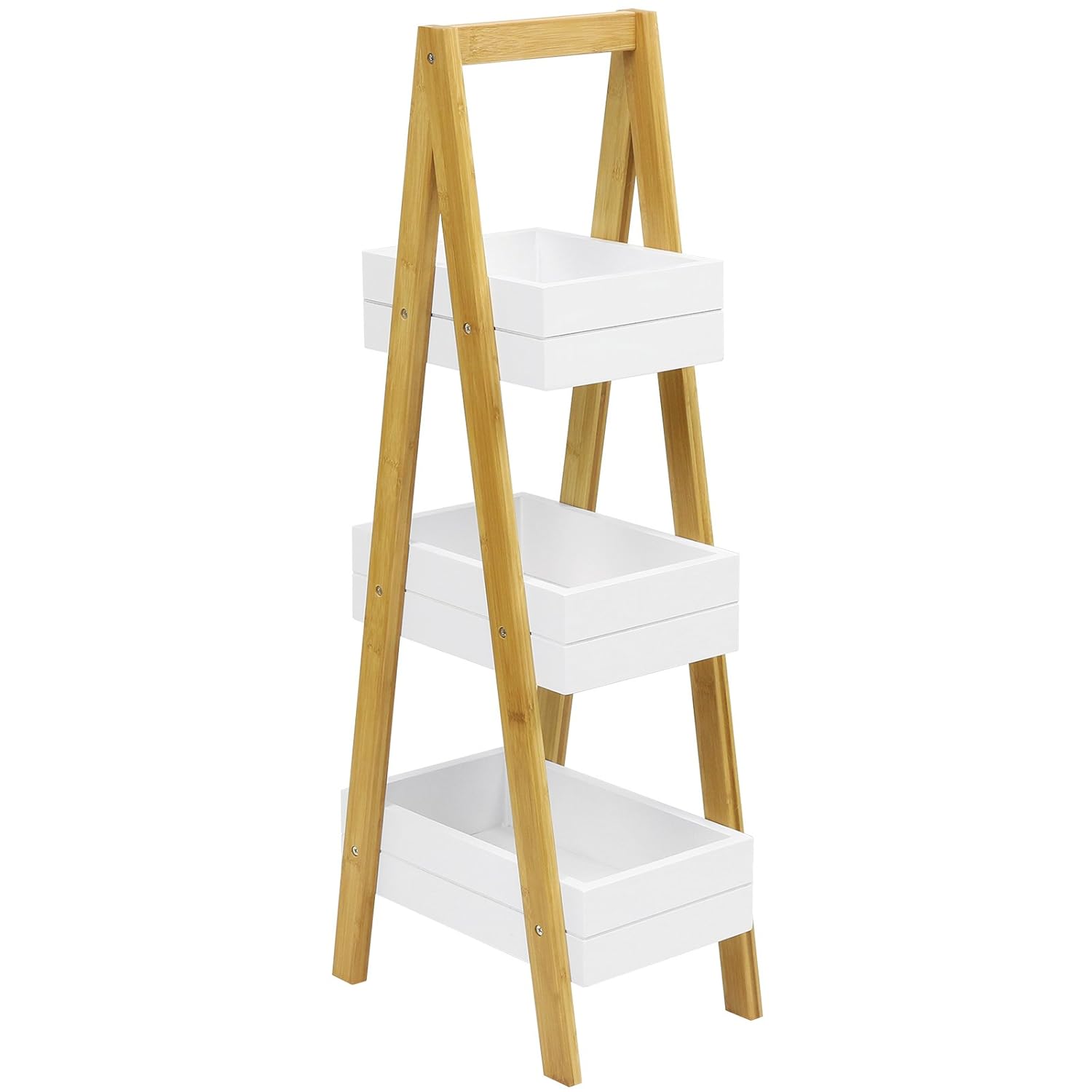 Hartleys White & Bamboo 3 Tier Small Storage Unit Amazon.co.uk