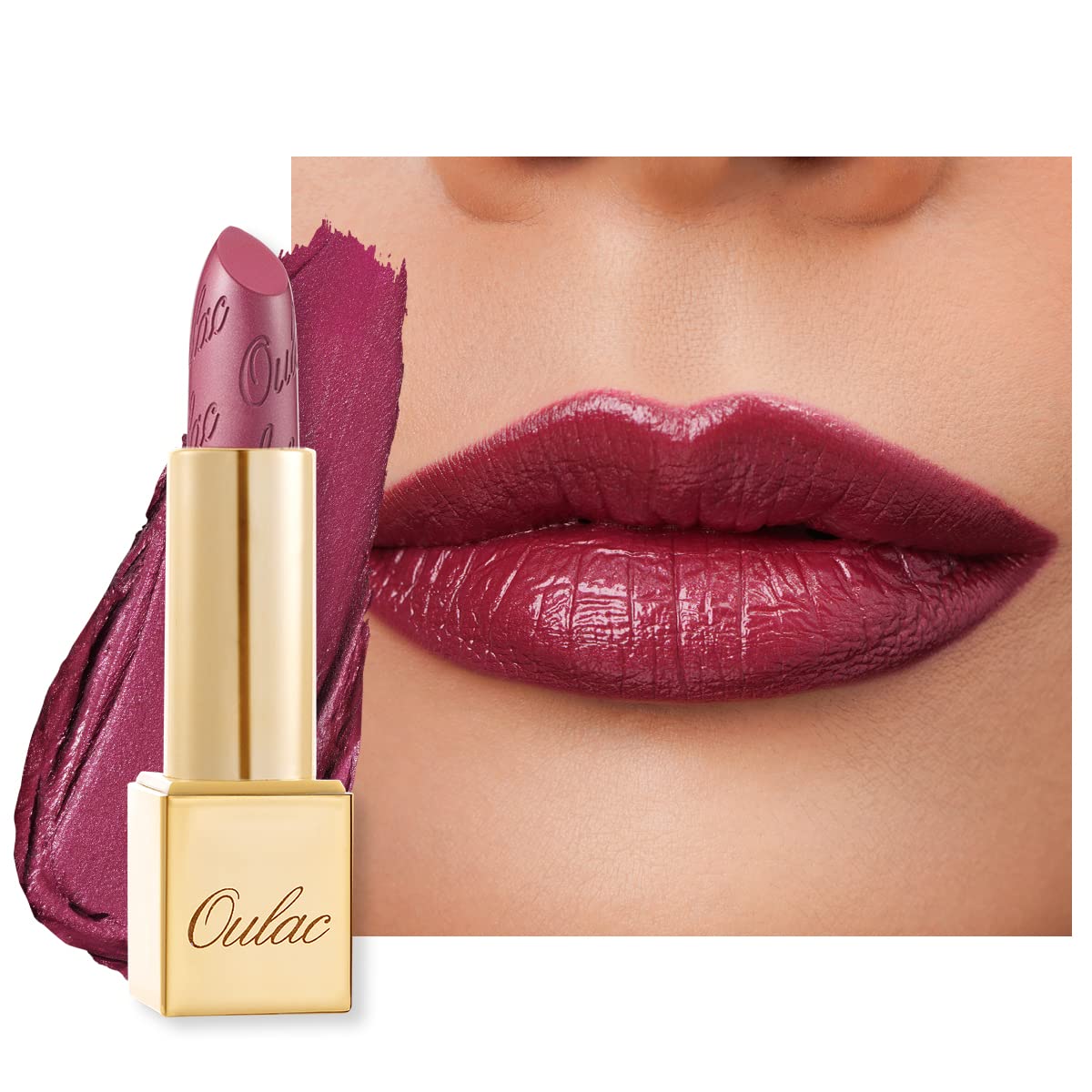 OULAC Metallic Shine Glitter Lipstick, Purple High Impact Lipcolor, Lightweight Soft and Ultra Hydrating, Long Lasting, Vegan & Cruelty-Free, Full-Coverage Lip Color 4.3 g/0.15 oz Love Particle(03)