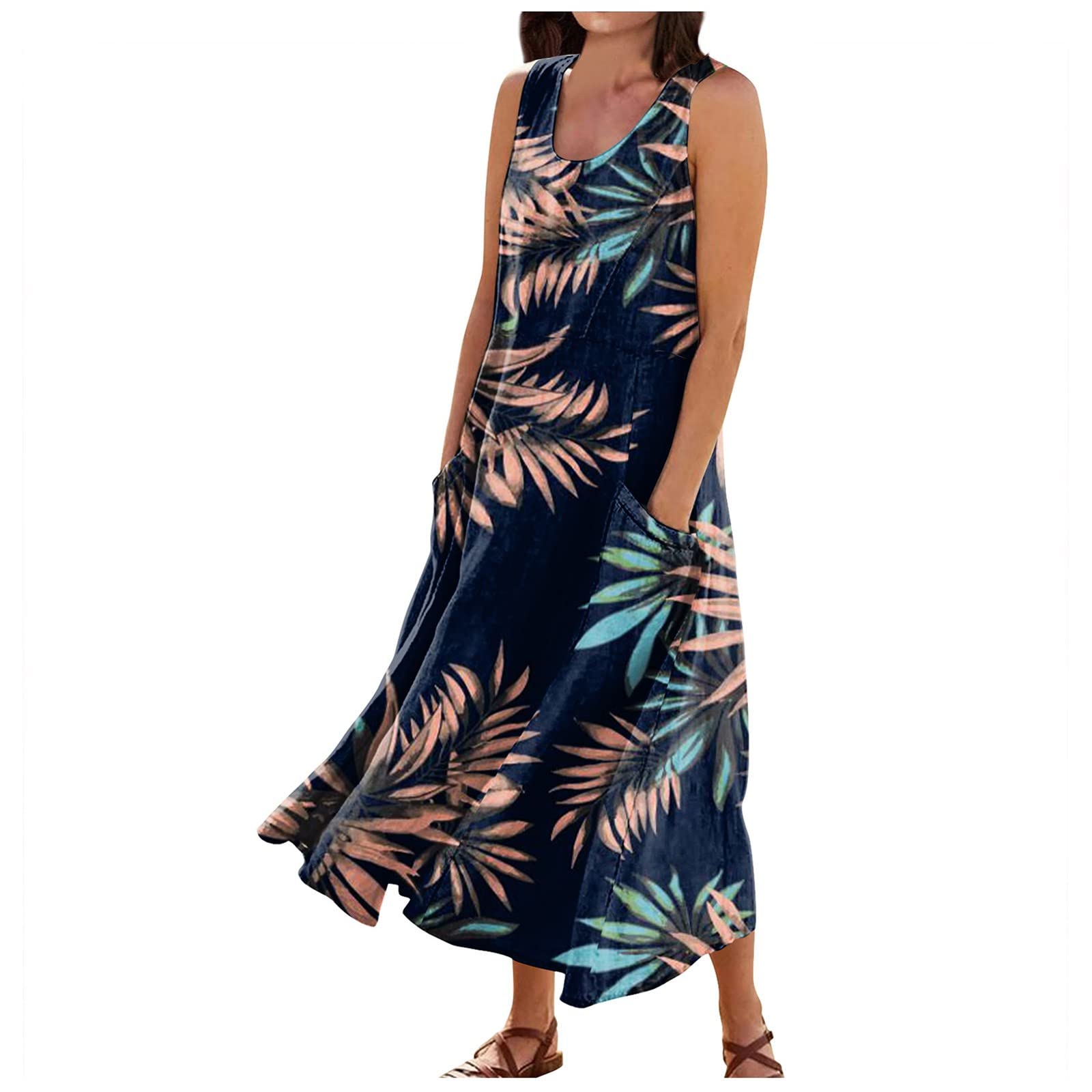 Generic Women's Dresses Floral Print Cotton Linen